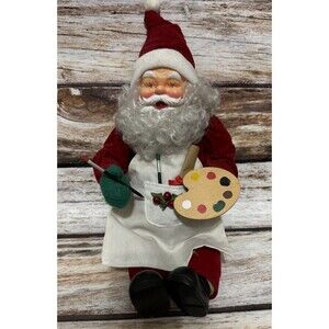 Vintage Beautiful 13” Sitting Artist Santa Claus Christmas Decoration Painter
